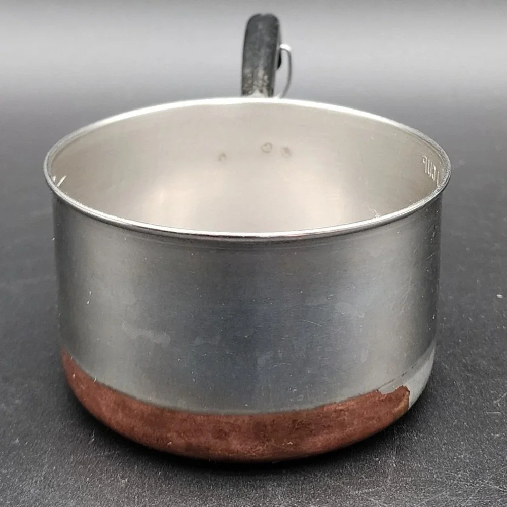 Revere Ware 1 Cup Silver Copper Bottom Mini Measuring Pot Vintage Kitchen Decor